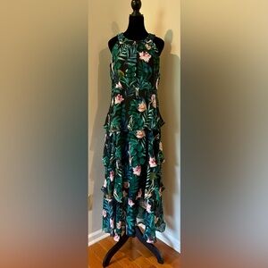 Green Tiered Ruffled Maxi Sundress with Halter Neckline